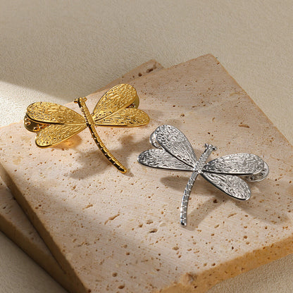 Dragonfly Jewelry Set For Women In Basic Style, 304 Stainless Steel With 18K Real Gold Plated Finish, Perfect For Valentine's Day