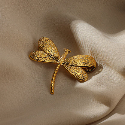 Dragonfly Jewelry Set For Women In Basic Style, 304 Stainless Steel With 18K Real Gold Plated Finish, Perfect For Valentine's Day