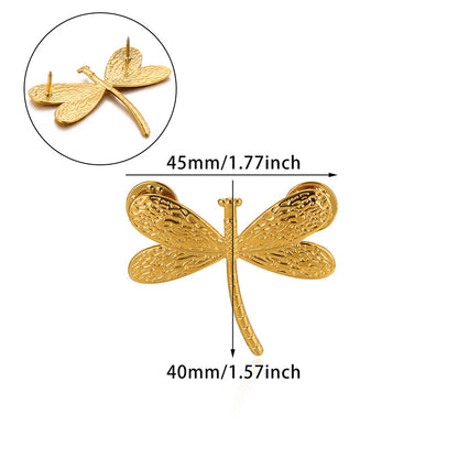 Dragonfly Jewelry Set For Women In Basic Style, 304 Stainless Steel With 18K Real Gold Plated Finish, Perfect For Valentine's Day