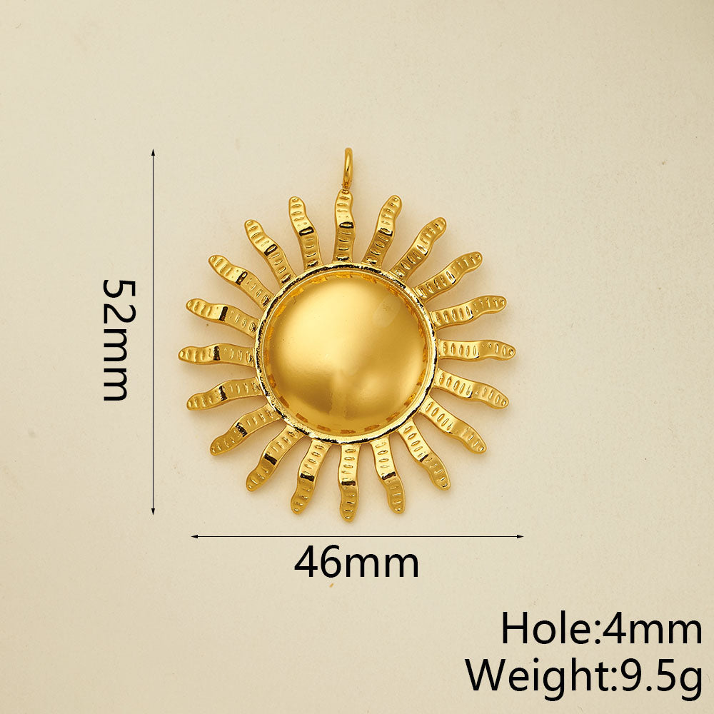 Sun Pendant In 304 Stainless Steel With 18K Gold Plated PVD Coating 0.05µm-0.08µm Thickness, Polished Finish, 1 Piece Pack