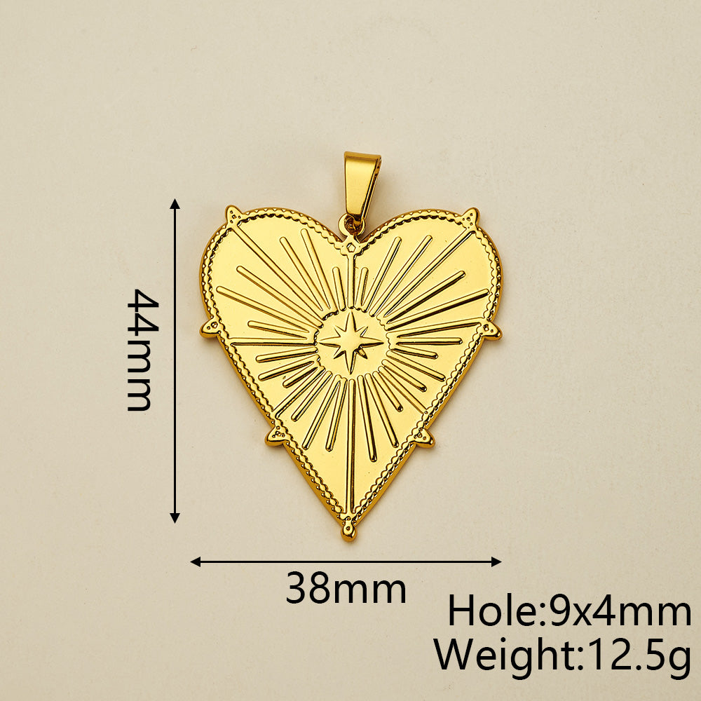 Sun Pendant In 304 Stainless Steel With 18K Gold Plated PVD Coating 0.05µm-0.08µm Thickness, Polished Finish, 1 Piece Pack