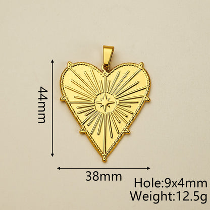 Sun Pendant In 304 Stainless Steel With 18K Gold Plated PVD Coating 0.05µm-0.08µm Thickness, Polished Finish, 1 Piece Pack