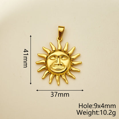 Sun Pendant In 304 Stainless Steel With 18K Gold Plated PVD Coating 0.05µm-0.08µm Thickness, Polished Finish, 1 Piece Pack