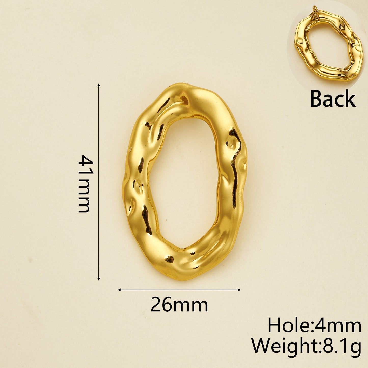 Sun Pendant In 304 Stainless Steel With 18K Gold Plated PVD Coating 0.05µm-0.08µm Thickness, Polished Finish, 1 Piece Pack