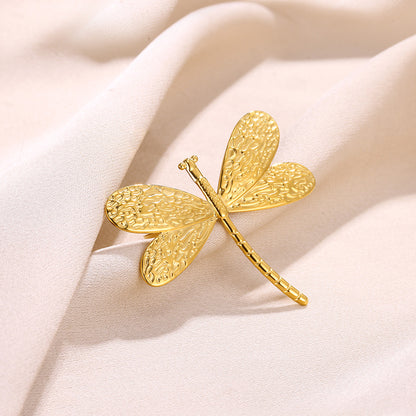 Dragonfly Jewelry Set For Women In Basic Style, 304 Stainless Steel With 18K Real Gold Plated Finish, Perfect For Valentine's Day