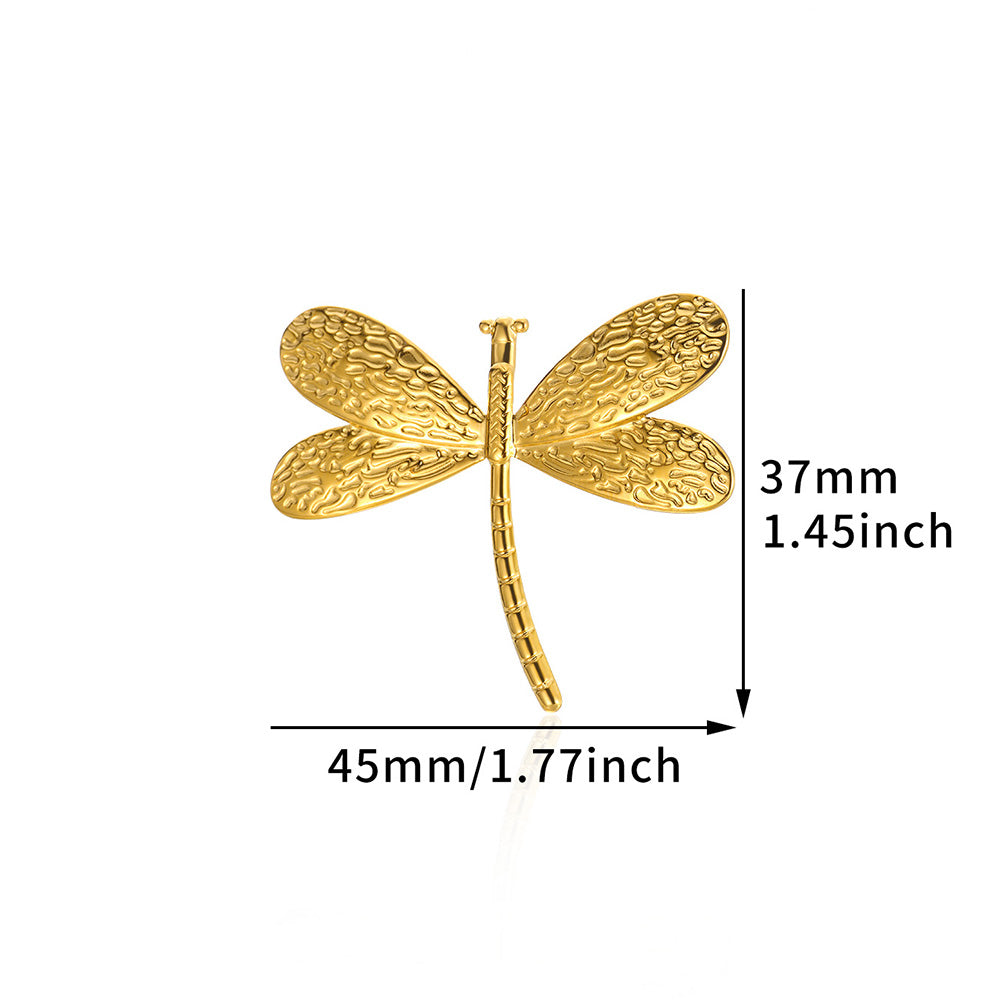 Dragonfly Jewelry Set For Women In Basic Style, 304 Stainless Steel With 18K Real Gold Plated Finish, Perfect For Valentine's Day