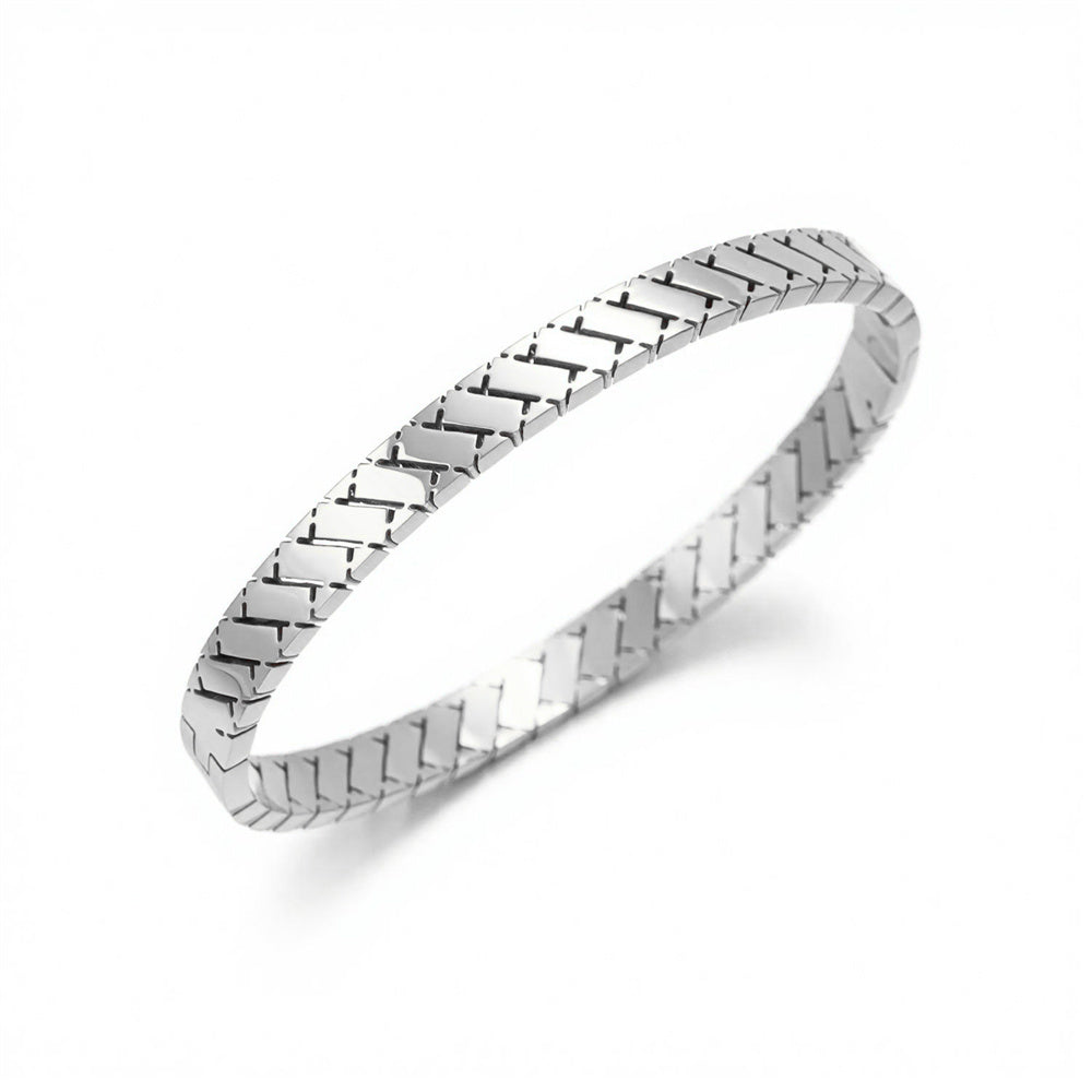 Heart Shape Asymmetrical Bangle For Adults In 304 Stainless Steel With 18K Real Gold PVD Coated Plating