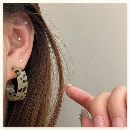 Leopard Print Earrings For Women In Simple Style, Made Of Acrylic With Stoving Varnish Finish