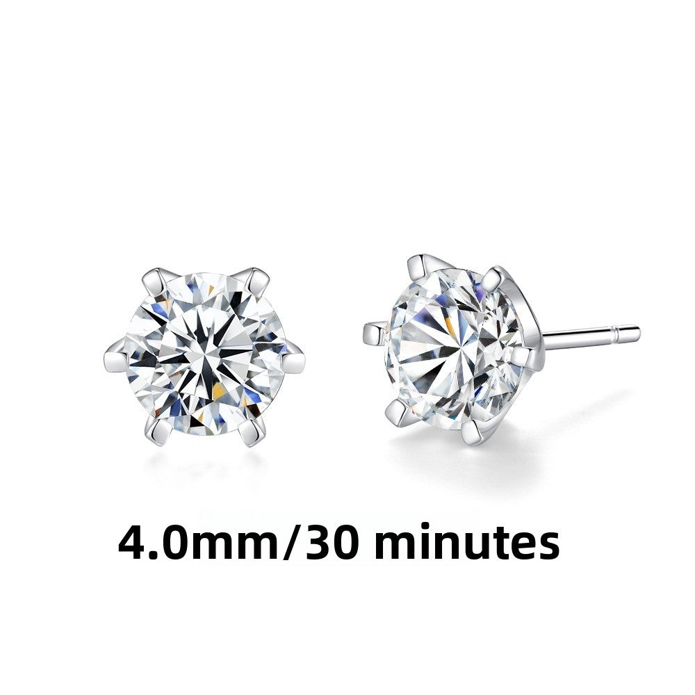 For Stud Earrings In 925 Sterling Silver, Silver Color, Classic And Elegant Design