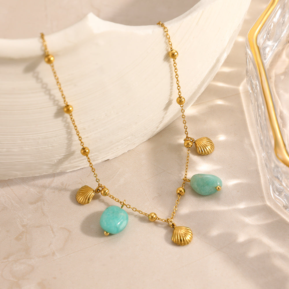 Electroplated 304 Stainless Steel Anklet Featuring Shell Pattern With PVD Coated 18K Real Gold Plated Layer