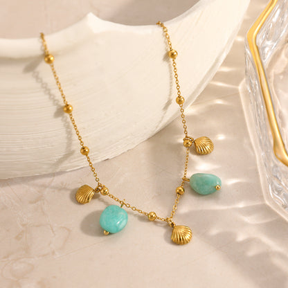 Electroplated 304 Stainless Steel Anklet Featuring Shell Pattern With PVD Coated 18K Real Gold Plated Layer