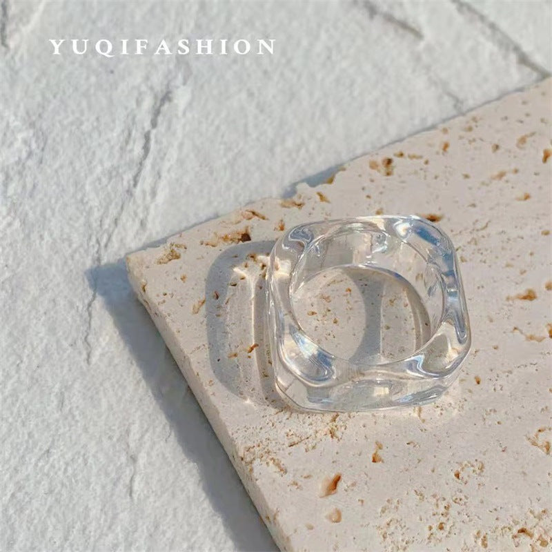 Cute Rhombus Open Rings For Unisex, Made Of Plastic, 4 Pieces Set