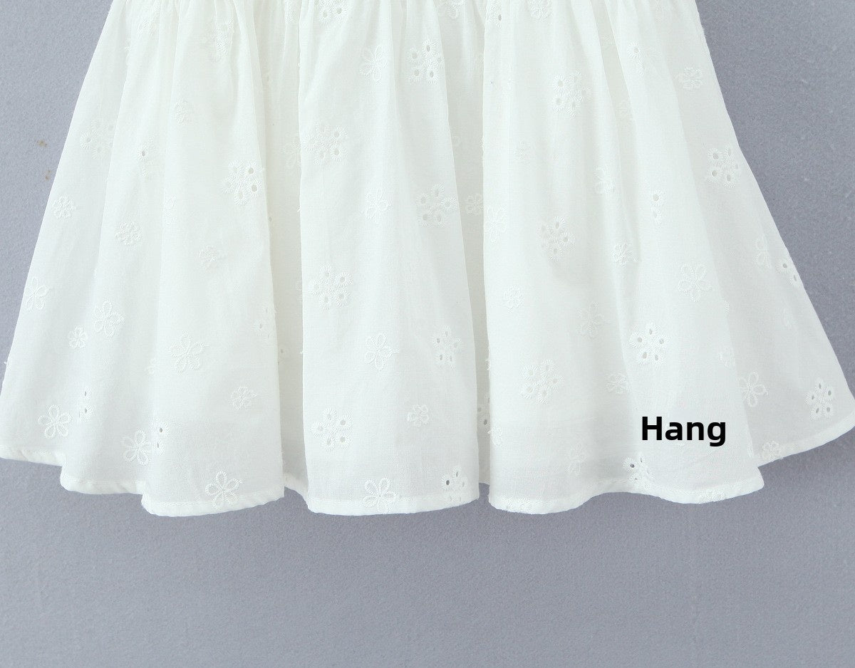 Sexy Sleeveless Embroidery Regular Dress In Polyester With Collarless Neckline, Knee-Length Style
