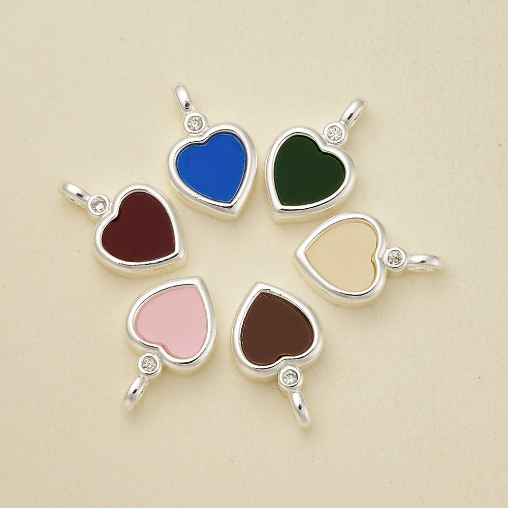 Heart Shape Pendant In Copper With Silver Plated Electroplated Finish, 1 Pc Package