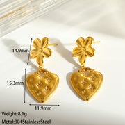 Rhinestone Peach Heart Earrings