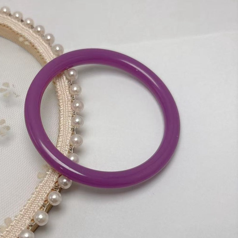 Vintage Style Solid Color Resin Plain Bracelet For Women In Purple Bangle