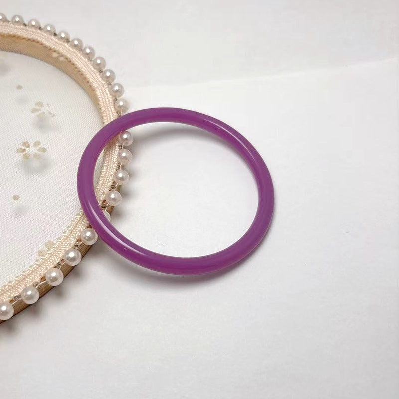 Vintage Style Solid Color Resin Plain Bracelet For Women In Purple Bangle
