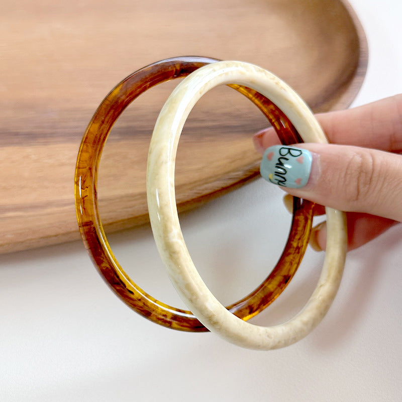 Handmade Round Resin Bangle For Women Featuring Golden Sequins Inlay