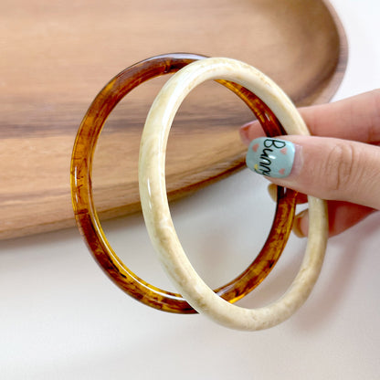 Handmade Round Resin Bangle For Women Featuring Golden Sequins Inlay