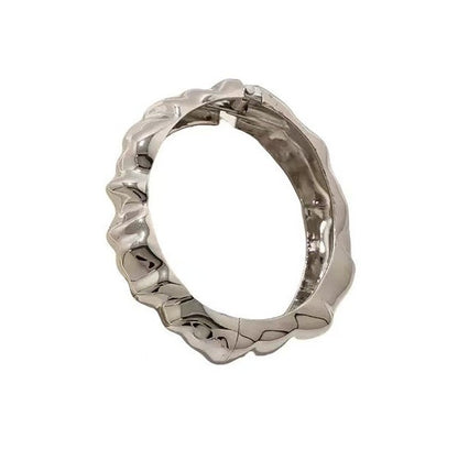 Exaggerated Geometric Bangle For Women In Golden Alloy Featuring Electroplated Finish