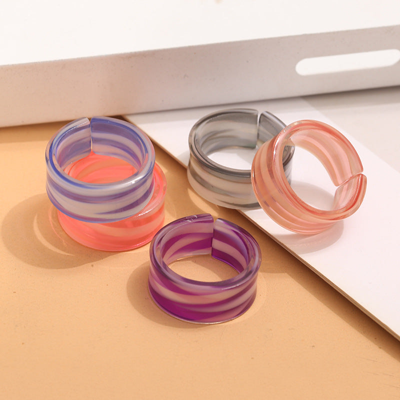Sweet Geometric Open Ring For Unisex Featuring Pink Plastic Design