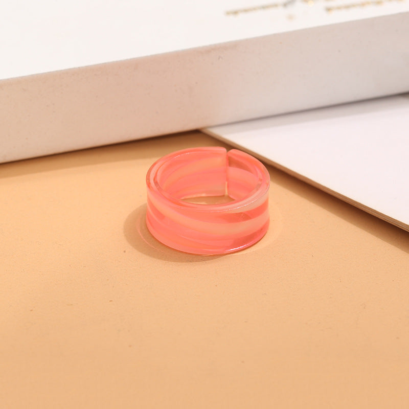 Sweet Geometric Open Ring For Unisex Featuring Pink Plastic Design