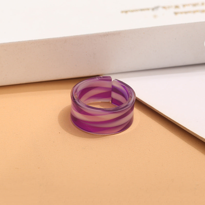 Sweet Geometric Open Ring For Unisex Featuring Pink Plastic Design
