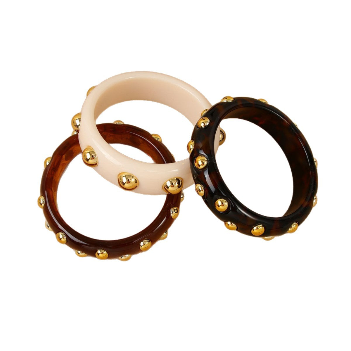 Handmade Round Resin Bangle For Women With Leopard Print And Beads Inlay