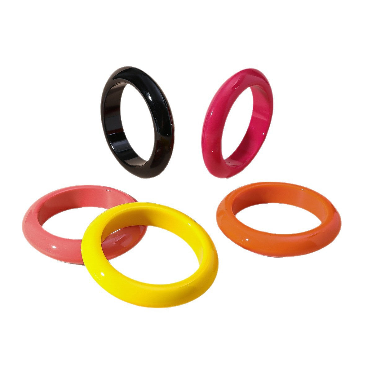 Asymmetrical Resin Bangle For UFO Lovers In Black Color