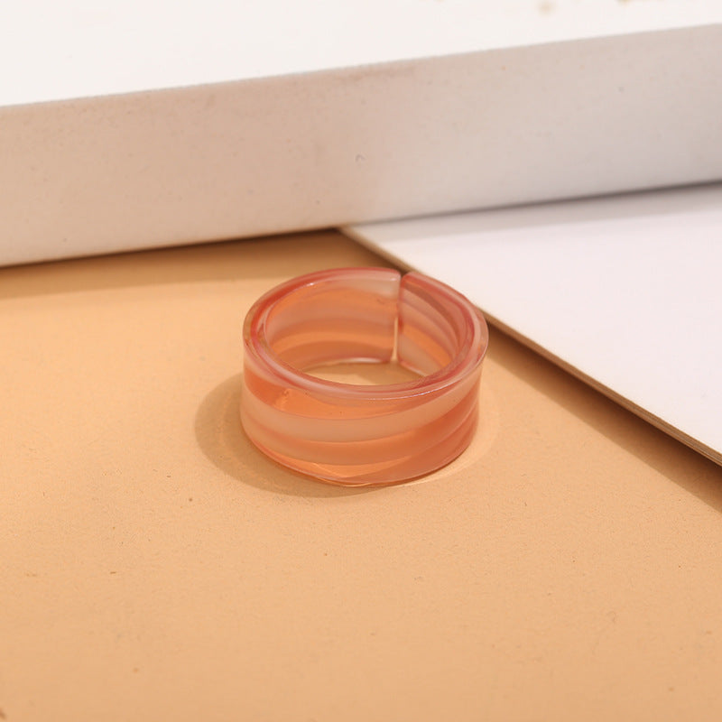 Sweet Geometric Open Ring For Unisex Featuring Pink Plastic Design