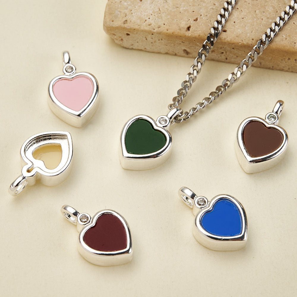 Heart Shape Pendant In Copper With Silver Plated Electroplated Finish, 1 Pc Package