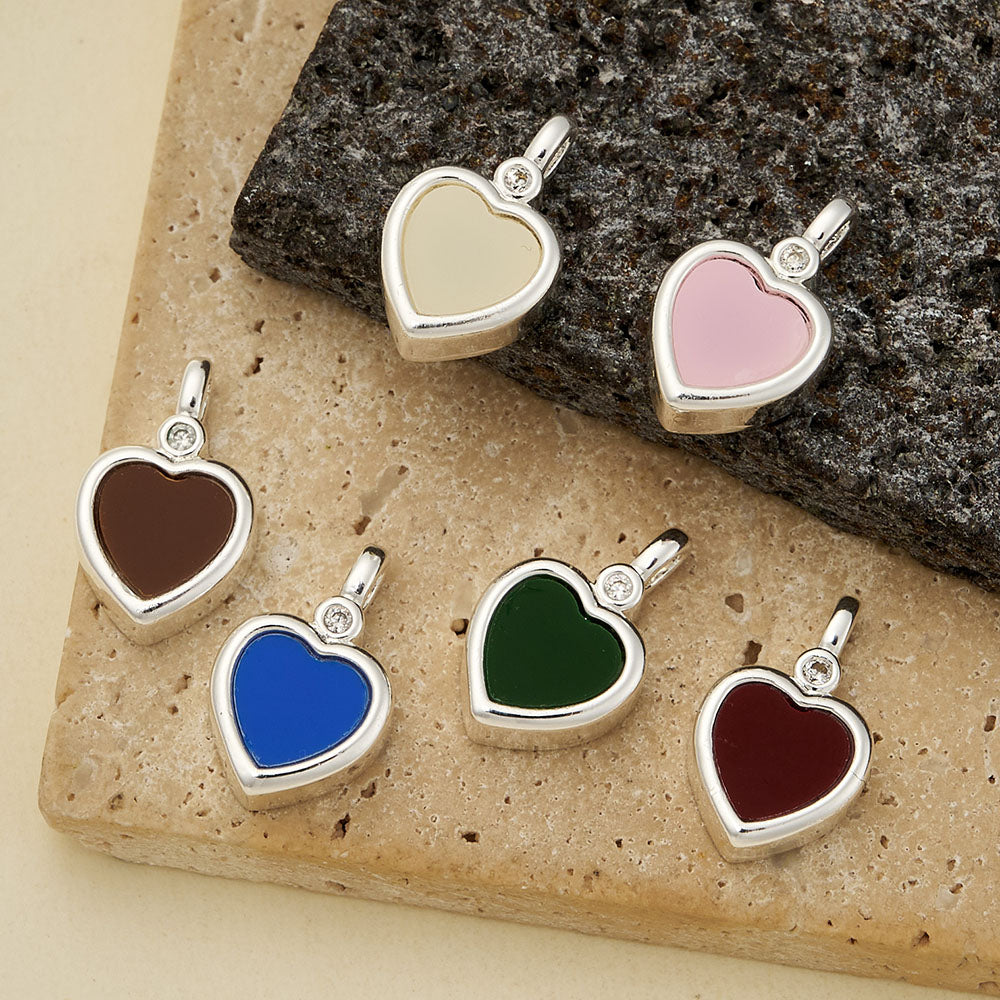Heart Shape Pendant In Copper With Silver Plated Electroplated Finish, 1 Pc Package