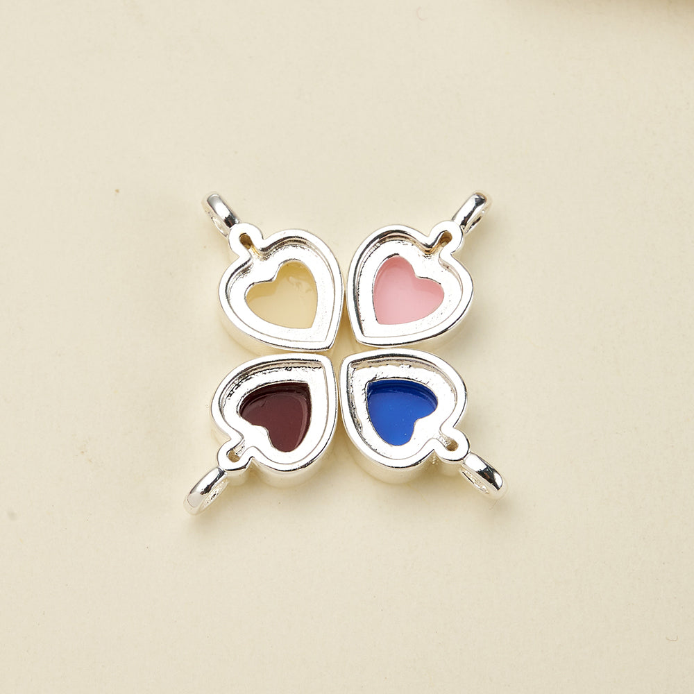 Heart Shape Pendant In Copper With Silver Plated Electroplated Finish, 1 Pc Package