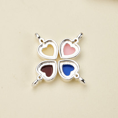 Heart Shape Pendant In Copper With Silver Plated Electroplated Finish, 1 Pc Package