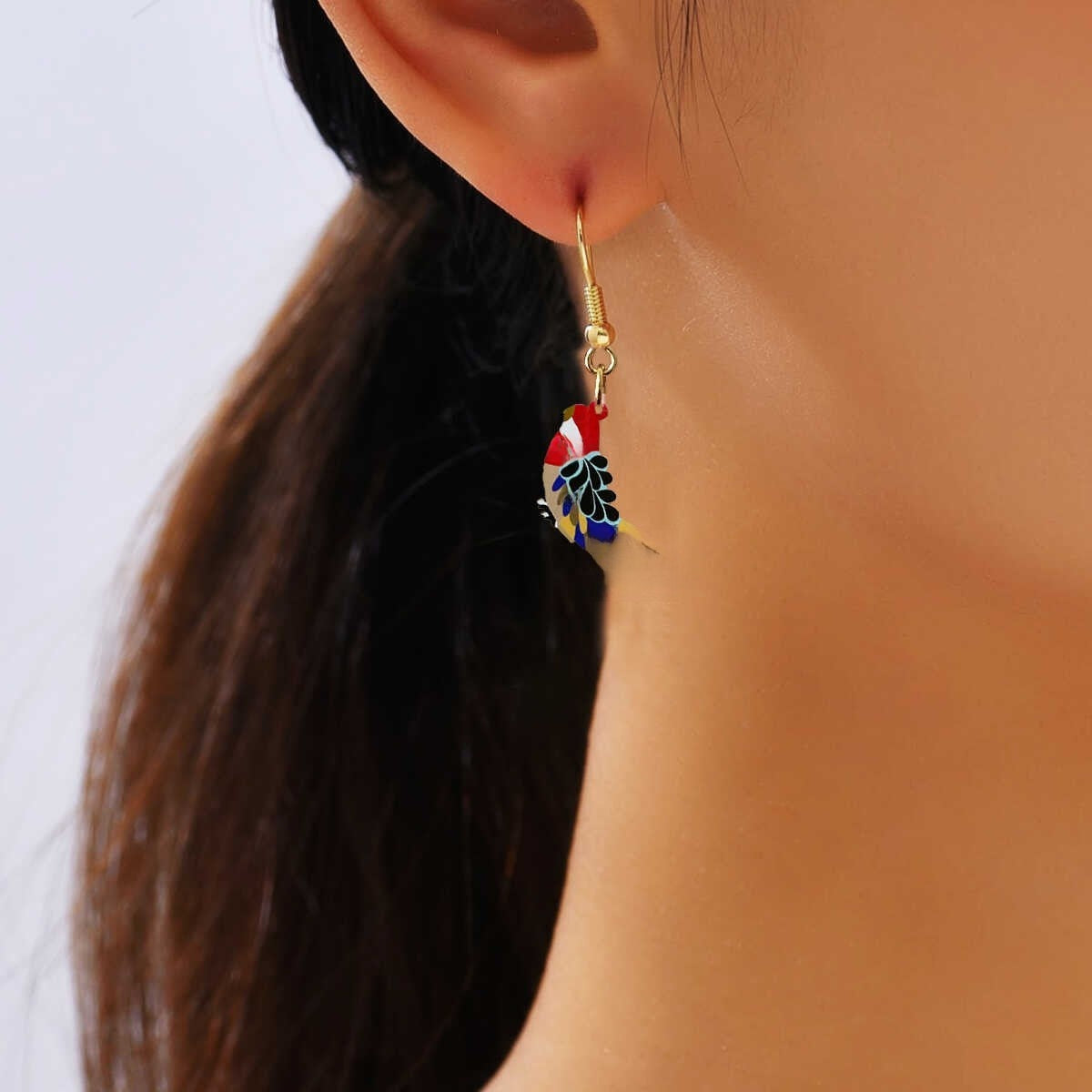 Parrot Earrings For Women In Multicolor Acrylic Featuring Lightweight Design
