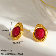 Red Natural Stone Earrings