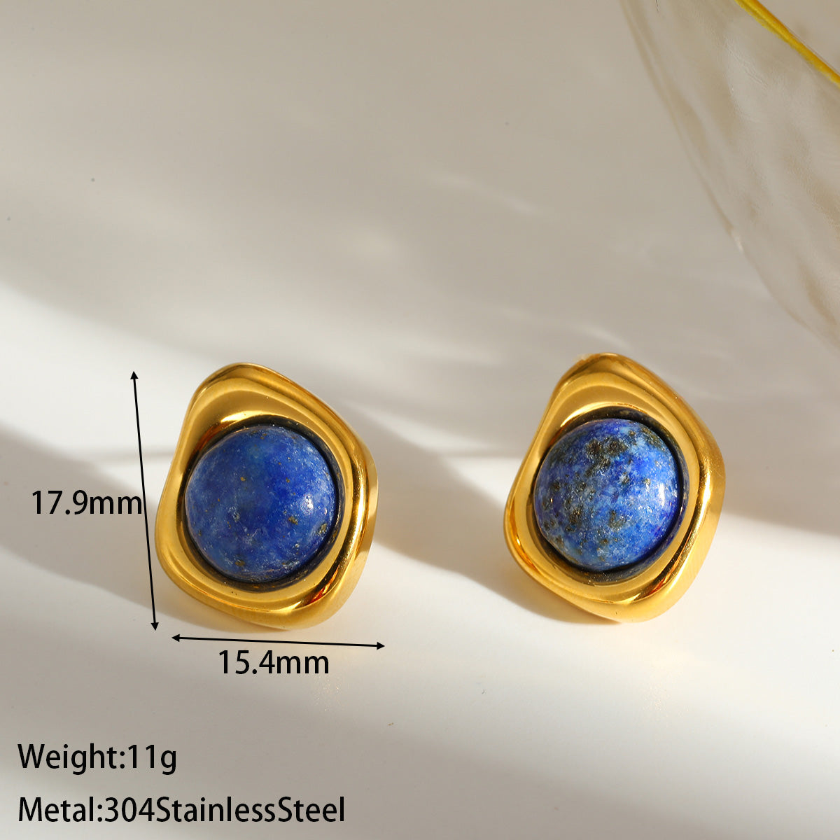 Roman Style Round Earrings For MAMA, Made Of 304 Stainless Steel With 18K Real Gold Plating And Natural Stone Inlay