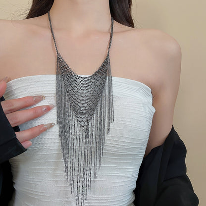 Trillion-cut Silver Copper Necklace For Elegant Style