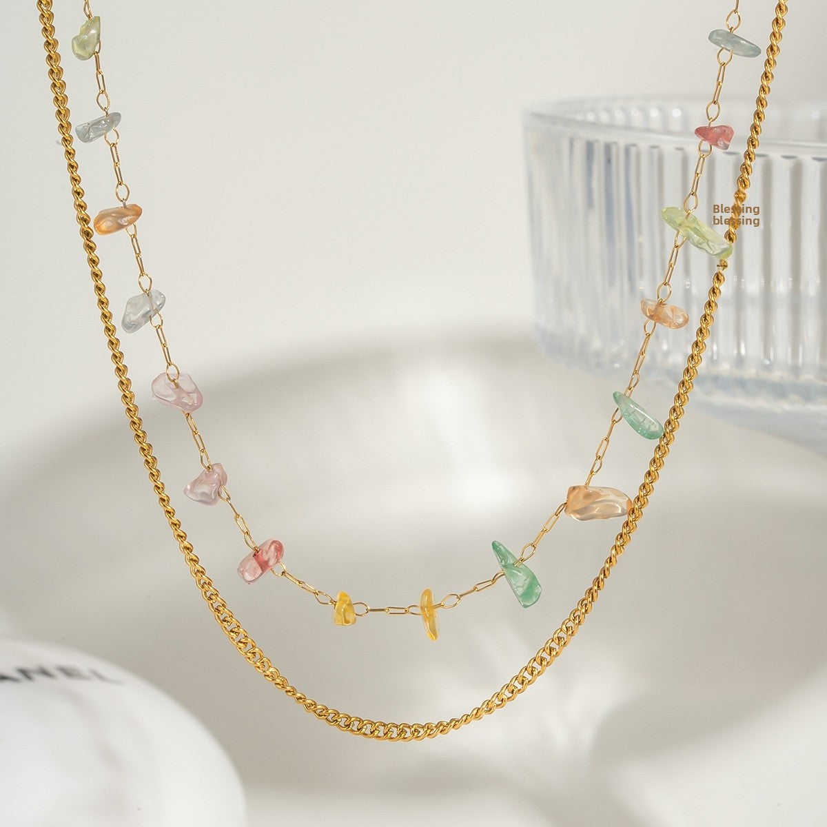 Geometric Necklace For Women Featuring 18K Real Gold Plated 304 Stainless Steel With PVD Coated Finish And Box Chain