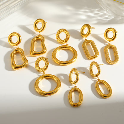 Geometric African Style Earrings For Women Made Of 304 Stainless Steel With 18K Real Gold Plated Finish, Perfect For MAMA Festival