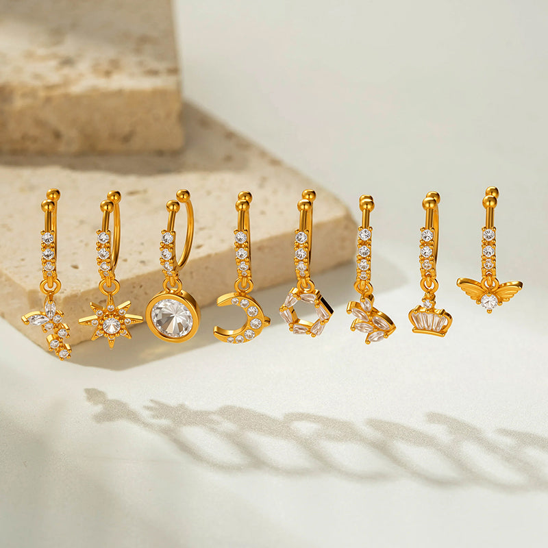 1 Piece Star Nose Clip For Women, Copper Material With 18K Real Gold Plated Electroplating And Zircon Inlay