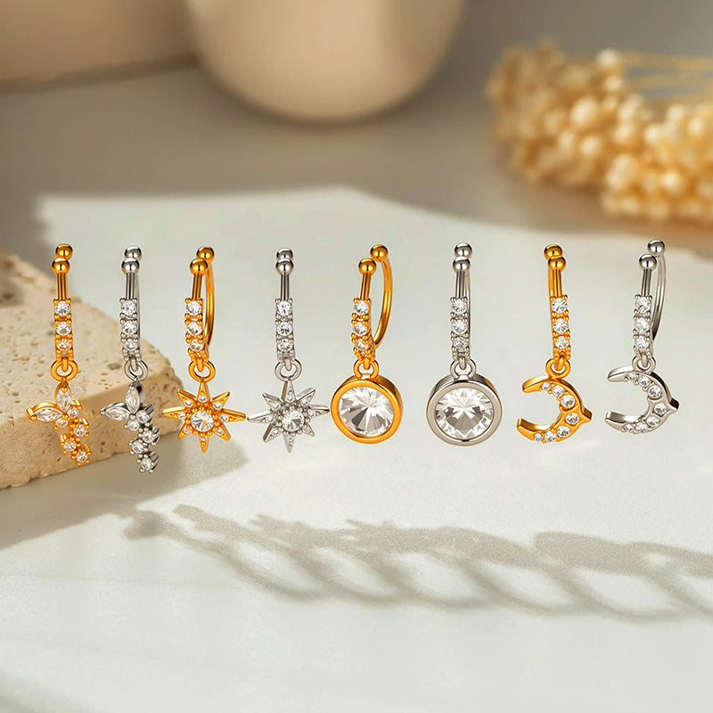 1 Piece Star Nose Clip For Women, Copper Material With 18K Real Gold Plated Electroplating And Zircon Inlay