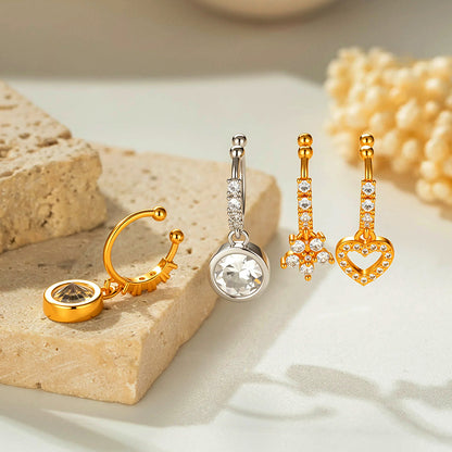 1 Piece Star Nose Clip For Women, Copper Material With 18K Real Gold Plated Electroplating And Zircon Inlay