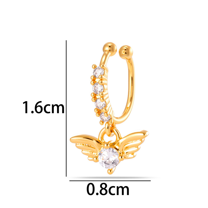 1 Piece Star Nose Clip For Women, Copper Material With 18K Real Gold Plated Electroplating And Zircon Inlay