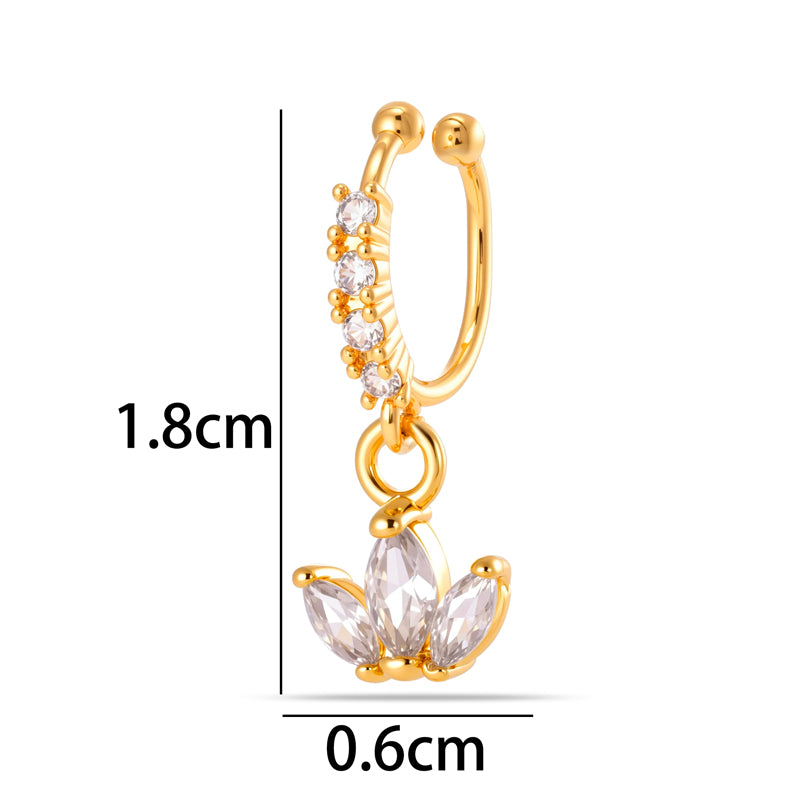 1 Piece Star Nose Clip For Women, Copper Material With 18K Real Gold Plated Electroplating And Zircon Inlay