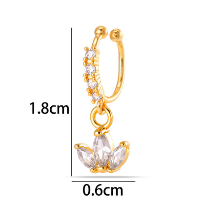 1 Piece Star Nose Clip For Women, Copper Material With 18K Real Gold Plated Electroplating And Zircon Inlay