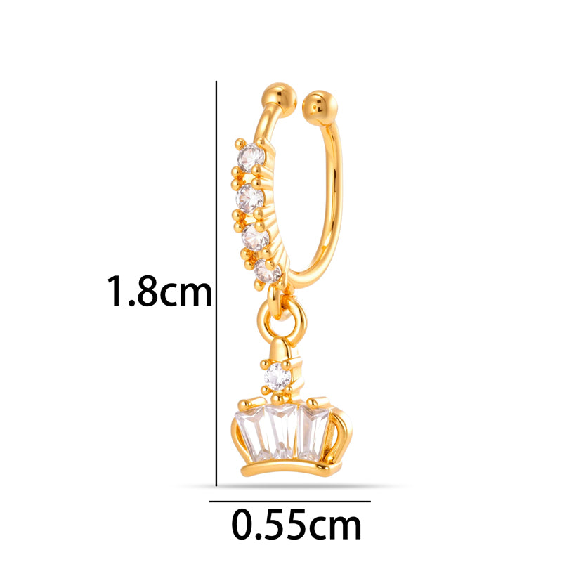 1 Piece Star Nose Clip For Women, Copper Material With 18K Real Gold Plated Electroplating And Zircon Inlay