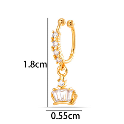 1 Piece Star Nose Clip For Women, Copper Material With 18K Real Gold Plated Electroplating And Zircon Inlay