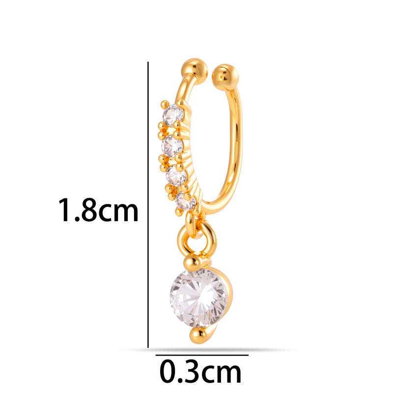 1 Piece Star Nose Clip For Women, Copper Material With 18K Real Gold Plated Electroplating And Zircon Inlay