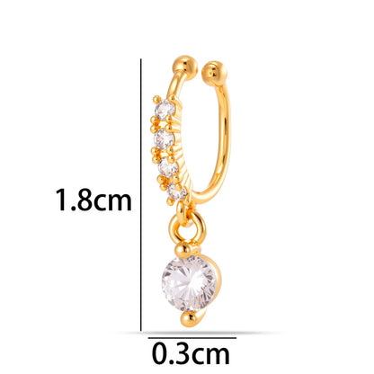 1 Piece Star Nose Clip For Women, Copper Material With 18K Real Gold Plated Electroplating And Zircon Inlay